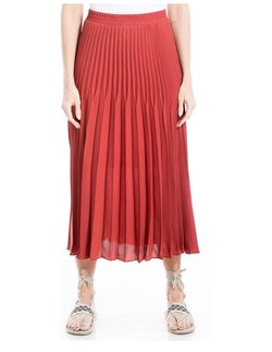 Max Studio Women’s Pleated Red Midi Skirt