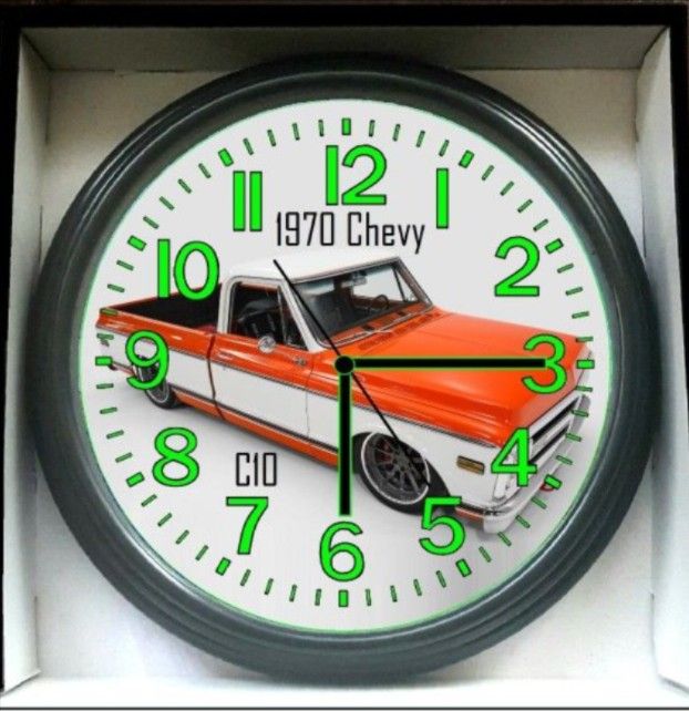 1970 Chevy Chevrolet C10 Bagged Glow In The Dark Wall Clock