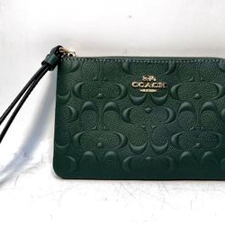 Coach Signature Leather Corner Zip Wristlet 67555