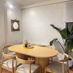 Japandi Dining Table Set With 6 Chairs