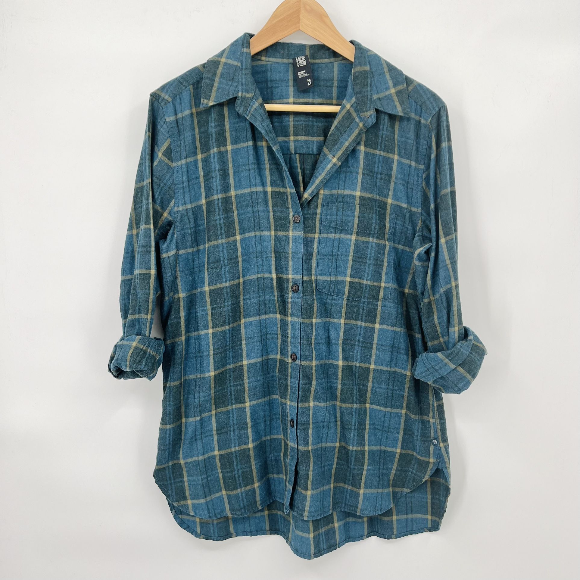 Mountain Hardwear Blue Plaid Button Up Shirt Women's Medium 