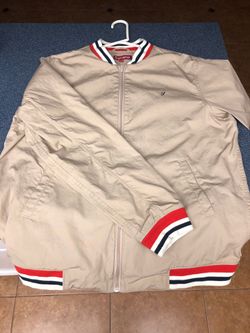 Supreme Varsity Jacket-Tan /Red/Black