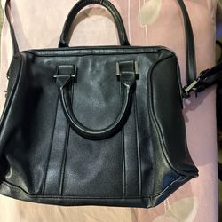 Black leather bag with silver accents #leatherbag