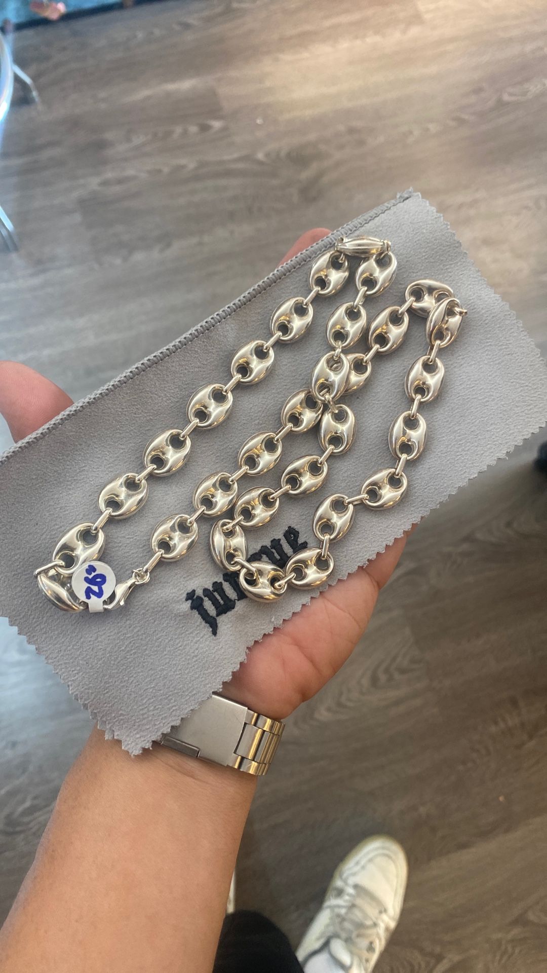 .925 Sterling Silver Big Puffy Gucci Link Chain Sz 26”