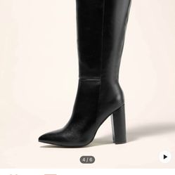 6.5 CN 37 Shein Leather High Heel Boots