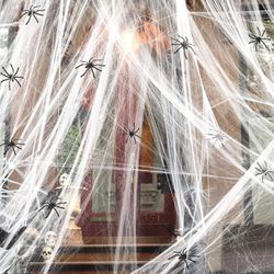 Halloween Decorations Outdoor Spider Webs - 50 PCS Fake Spiders 1000Sqft Indoor Stretchable Large Spider Webbing Cobwebs Giant Spooky Spiderweb Hallow