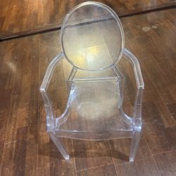 Child’s Acrylic Chair With Arms:25” Good Condition 