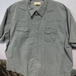 Wrangler Shirt Mens 3XL Blue Paisley Pearl Snap Western Cowboy Rodeo