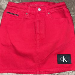 Red Vintage Calvin Klein Jean Skirt