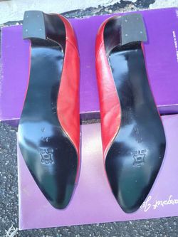 NEW Vintage (1 960s-1980s) margaret Jerrold red blackheel shoes, with &KYhD