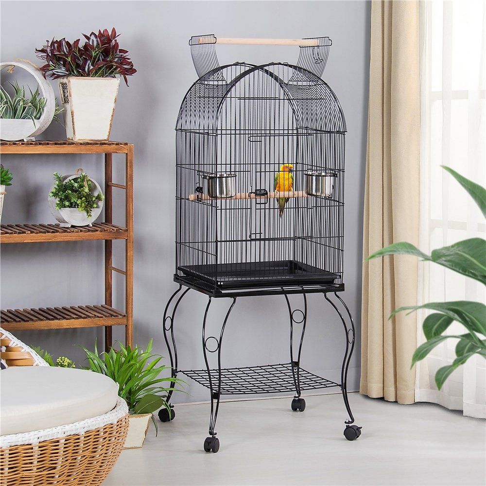 Large Open Play Top Parrot Birds Cage With Rolling Stand