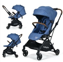BabyJoy Lightweight Reversible Stroller – One-Hand Fold, Adjustable Seat, Storage Basket – Blue