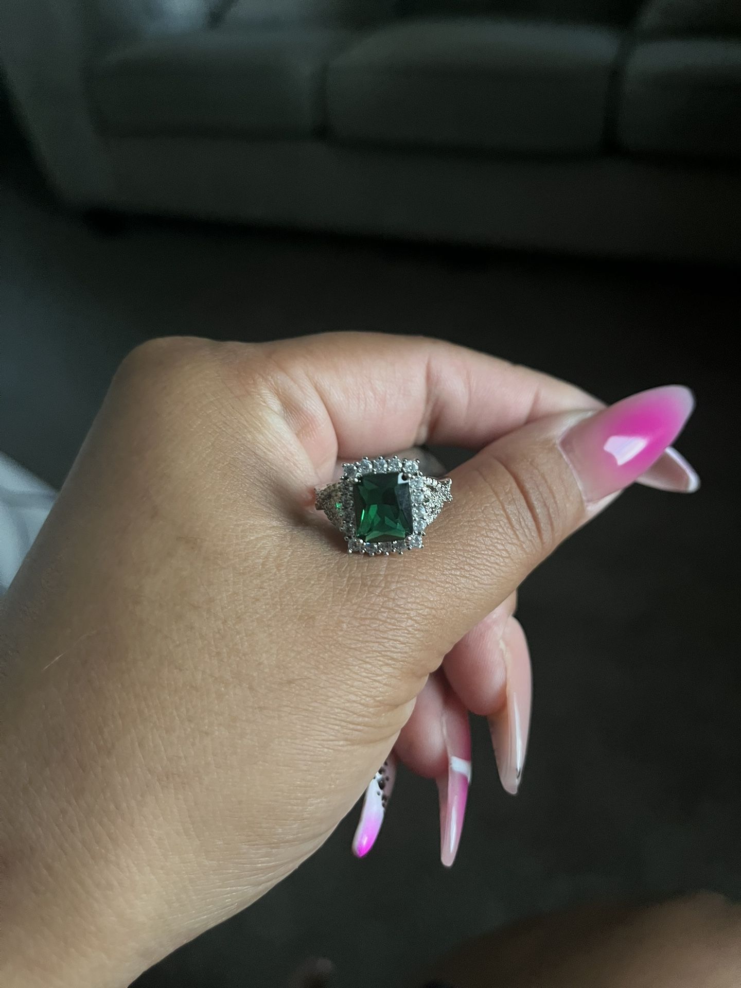 Emerald Sterling Silver Ring