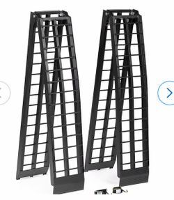 Titan Ramps 2 Pack 9’ Folding ATV Loading Ramps Arched Aluminum Design Black