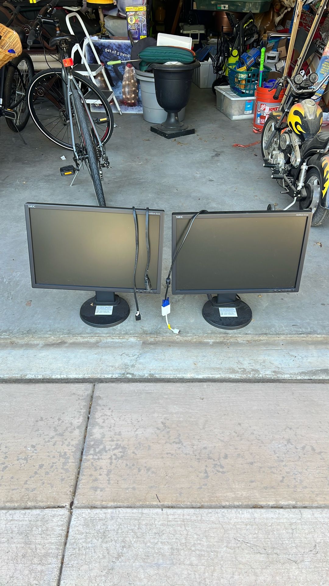2 Black NEC Computer Monitors
