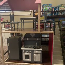 American Doll House And Kitchen Set