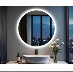 LED Bathroom Mirror Round: 23.6 inch Vanity Mirror Backlit Frameless Dimmable Lights Anit-Fog