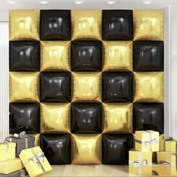 New years/ birthday/ celebration - Backdrop gold & black balloons 50 pieces 22” with manual pump new