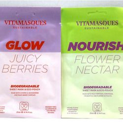 Biodegradable Sheet Facial Mask Set Flower Nectar & Juicy Berries 2 Beauty Sheets Bundle