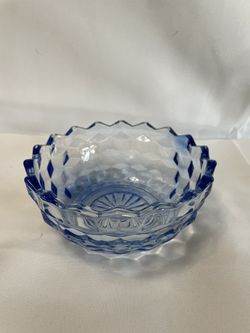 1960’s Indiana Glass Colony Whitehall Cubist Blue Bowl