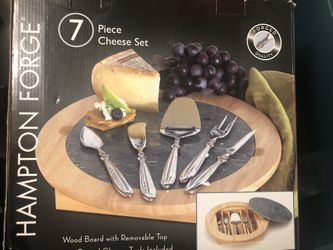 7 Pc Charcuterie wood and granite board -new- Ha