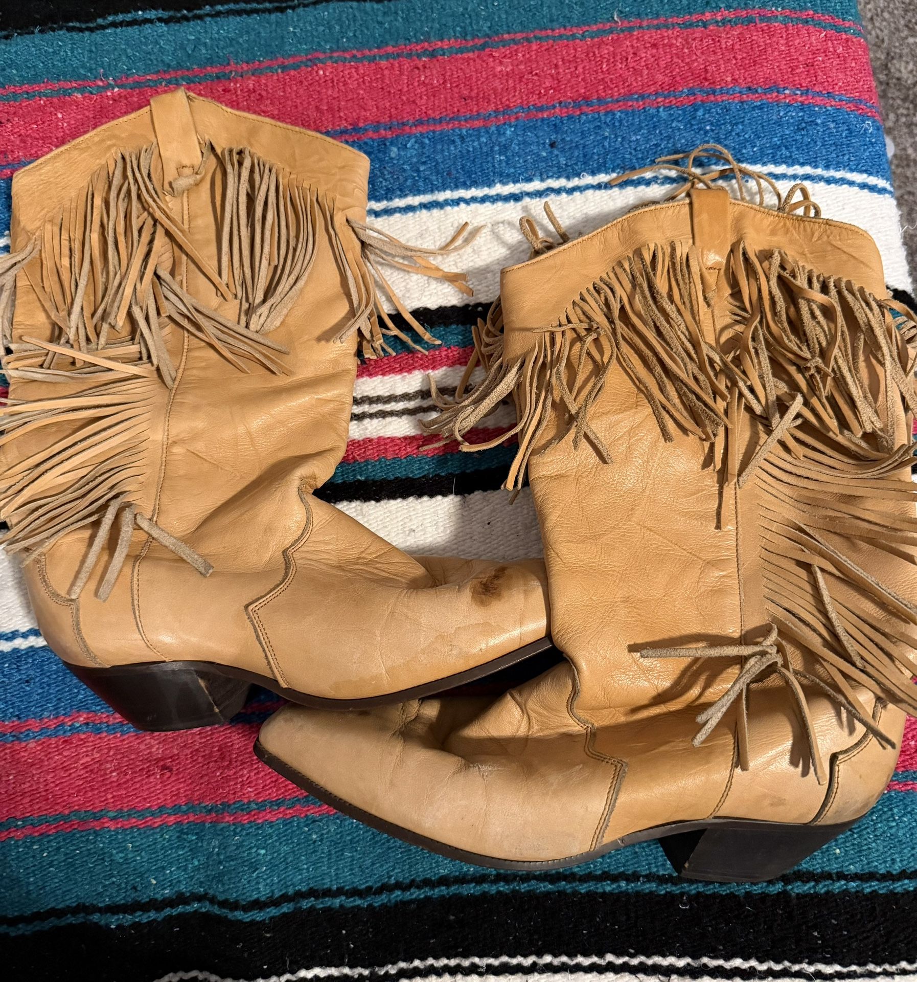 Fringed Leather Cowboy Boots