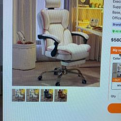 Executive Office Chair With Ergonomic High Back & Lumbar Support, Reclining Computer Chair With Footrest, 360” Swivel Base, Memory Foam Cushion, Heavy