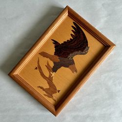 Vintage Jeff Nelson Flying Eagle Wood Inlay Art
