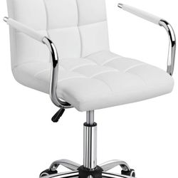 Yaheetech White Desk Chairs with Wheels/Armrests Modern.
