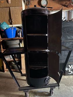 Custom Vertical Barrel BBQ Smoker on Wheels
