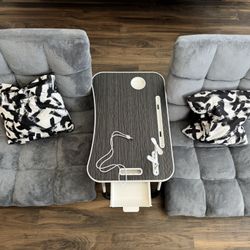 2 Floor Chairs + Folding Laptop Desk Set