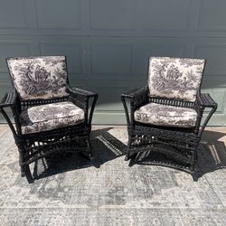 Two Antique Wicker Rocking Chairs 