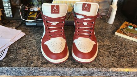 Air Jordan 1 Mid Red and White Sneakers
