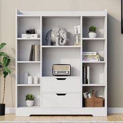White Kids Bookshelf With 2 Drawers