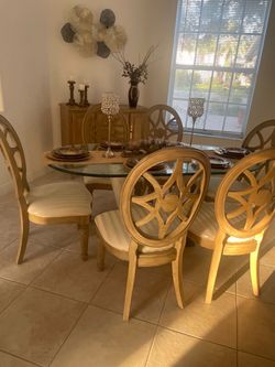 Glass Top Dining Table with 6 Chairs