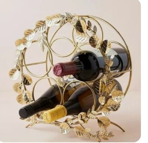 Brand New Anthropologie Faustine Gold Wreath Wine Rack