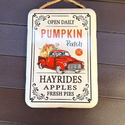Metal Red Truck Sign For Thanksgiving