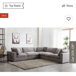 FREE DELIVERY‼️🚚 - Grey 5 pcs sectional couch sofa set cloud couch modular