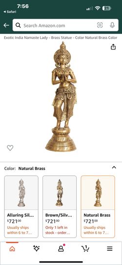 28" Large Sized Gracious Namaste Lady | Brass Statue | Handmade | Made In India
