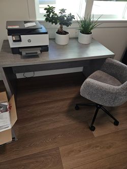 CB2 office desk and chair