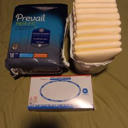 Adult Depends, Pads, And Gloves 