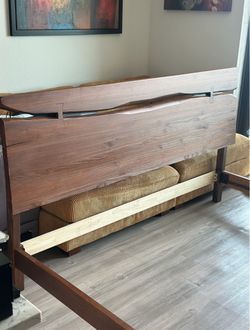 King Solid Wood Bed Frame w/ Headboard & Footboard – Frame Only, No Slats