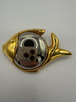 Vintage Liz Claiborne LCI Two Tone Modernist Fish Brooch Pin
