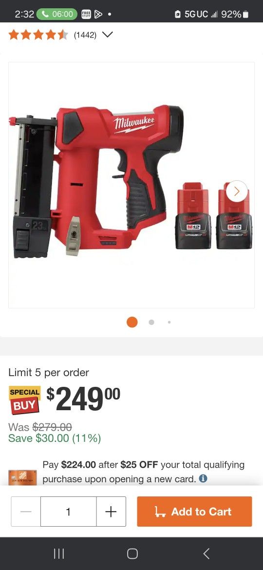 Milwaukee Nail GUN M12 BRAND NEW IN BOX