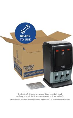 DIXIE ULTRA® SMARTSTOCK® MINI TRI-TOWER CUTLERY DISPENSER BY GP PRO (GEORGIA-PACIFIC), SERIES-T, BLACK, DUSSTDSP3MINI
