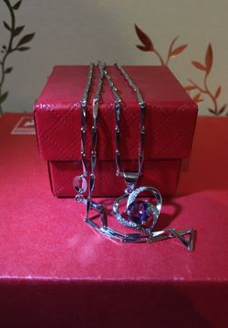Purple Clavicle Heart Pendant Plated Silver Sapphire Fashion Necklace
