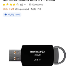 MEMOREX 3.1, 256GB  FLASH DRIVE