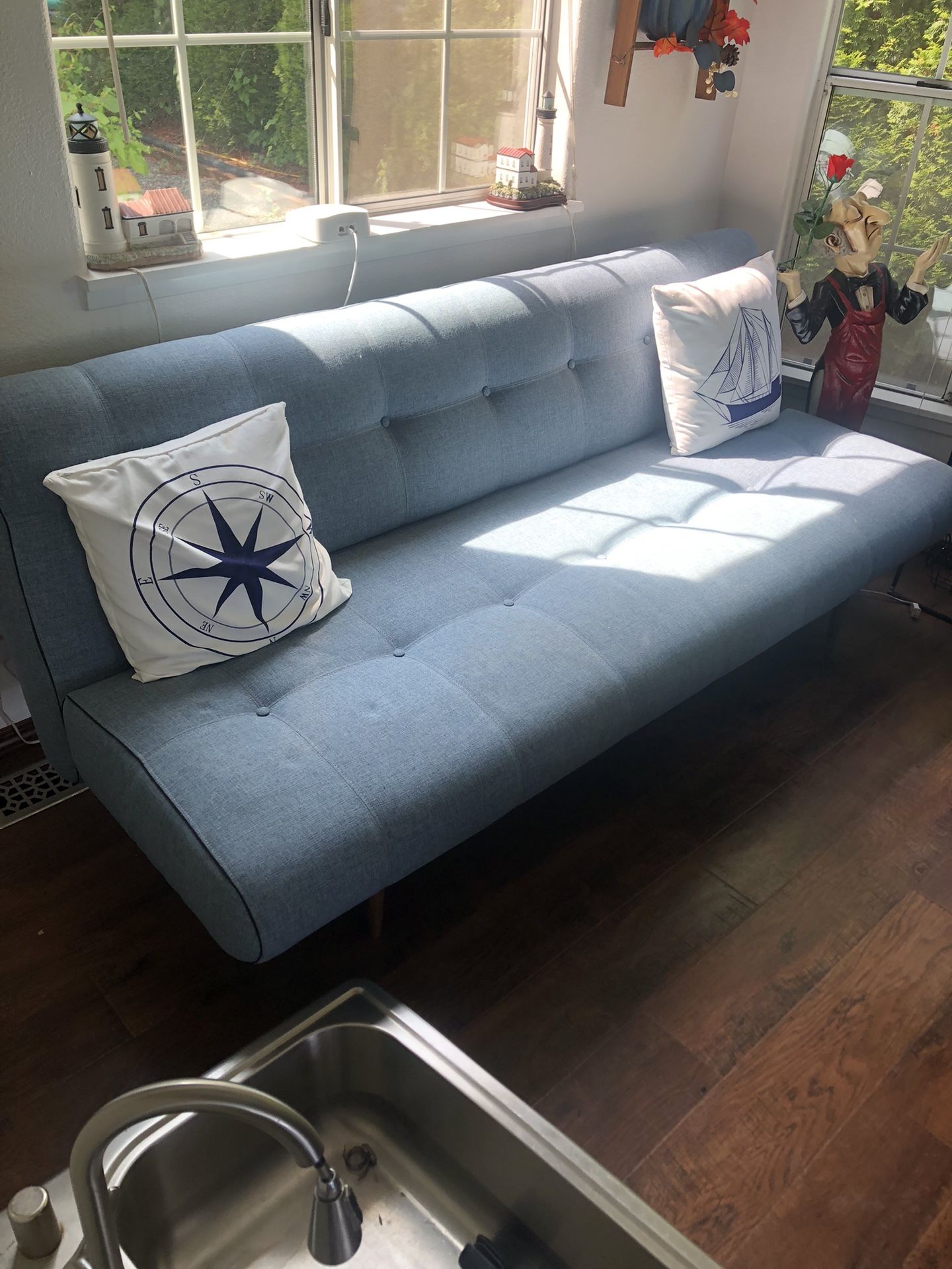 Large blue futon 83 inches long