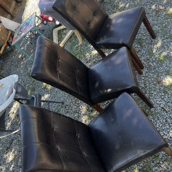 Brown Leather Chairs Set Of 3 