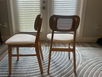 Rattan  wood dining chairs (set of 2)